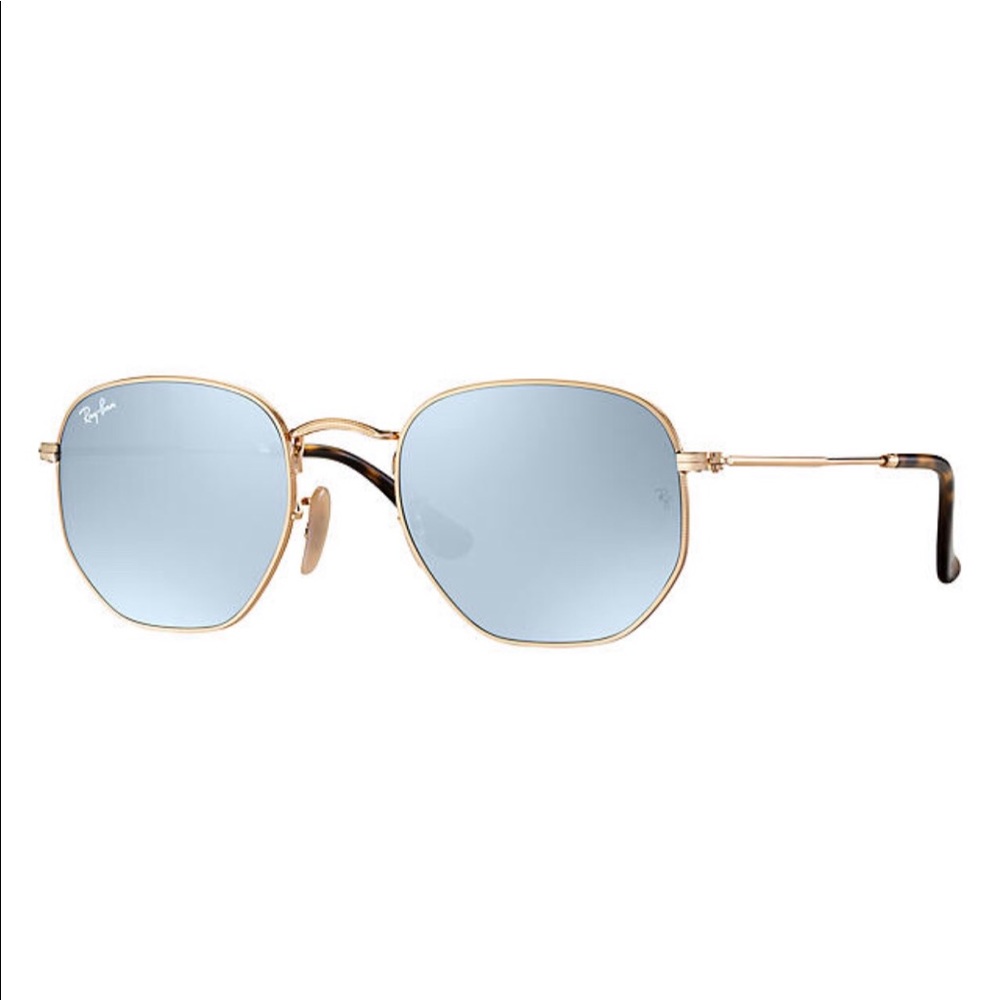 Ray-Ban Hexagonal Flat Lenses Gold W/ Silver Flash